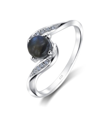 Natural labradorite with CZ Silver Ring NSR-3947